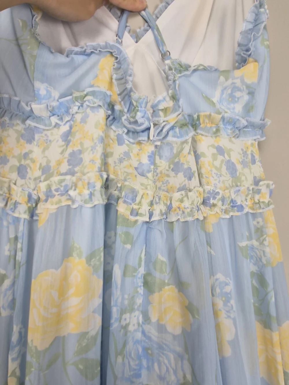 Altar'd State Floral Tiered Ruffle Maxi Dress Light Blue Cottagecore Coquette M - Picture 7 of 16